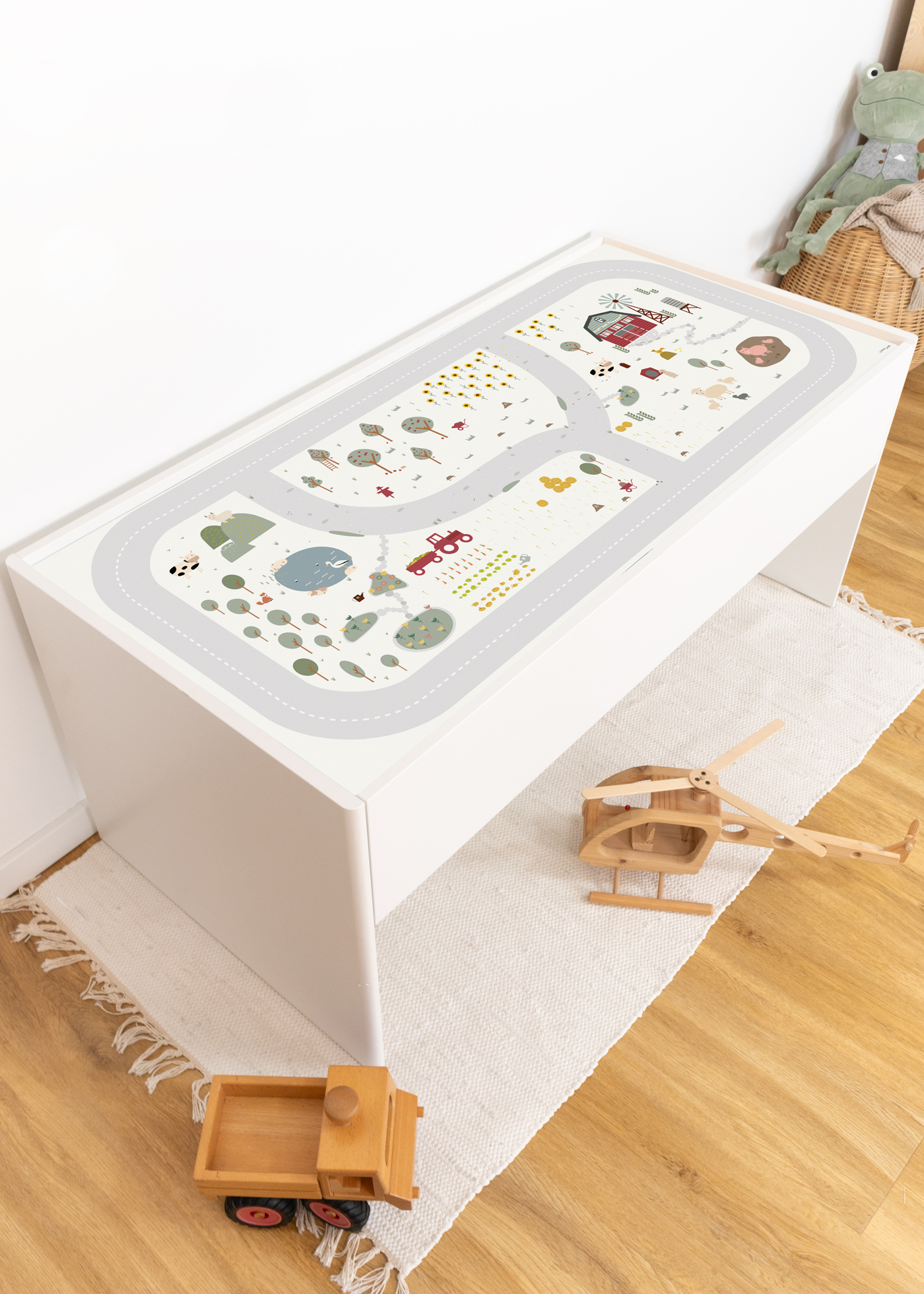 Aufkleber für IKEA DUNDRA Spieltisch Spielstraße Bauernhof Kinderzimmer