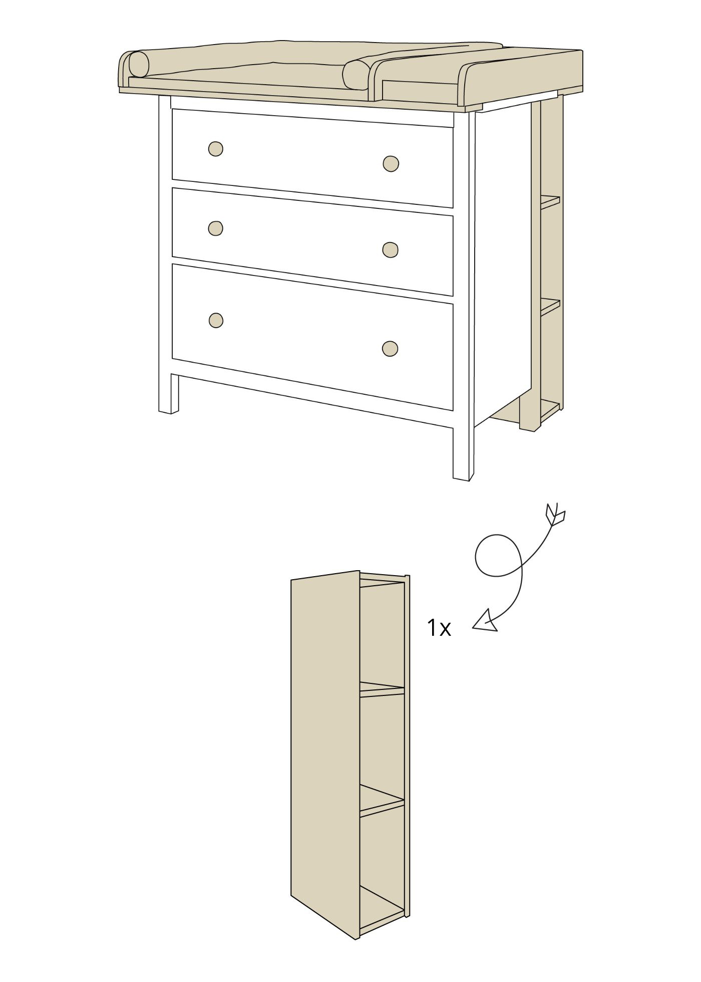 Set für IKEA HEMNES als Wickelkommode in Beige (6 Produkte)