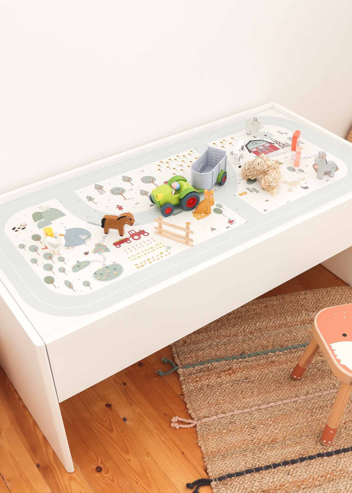 Aufkleber für IKEA DUNDRA Spieltisch Spielstraße Bauernhof Kinderzimmer