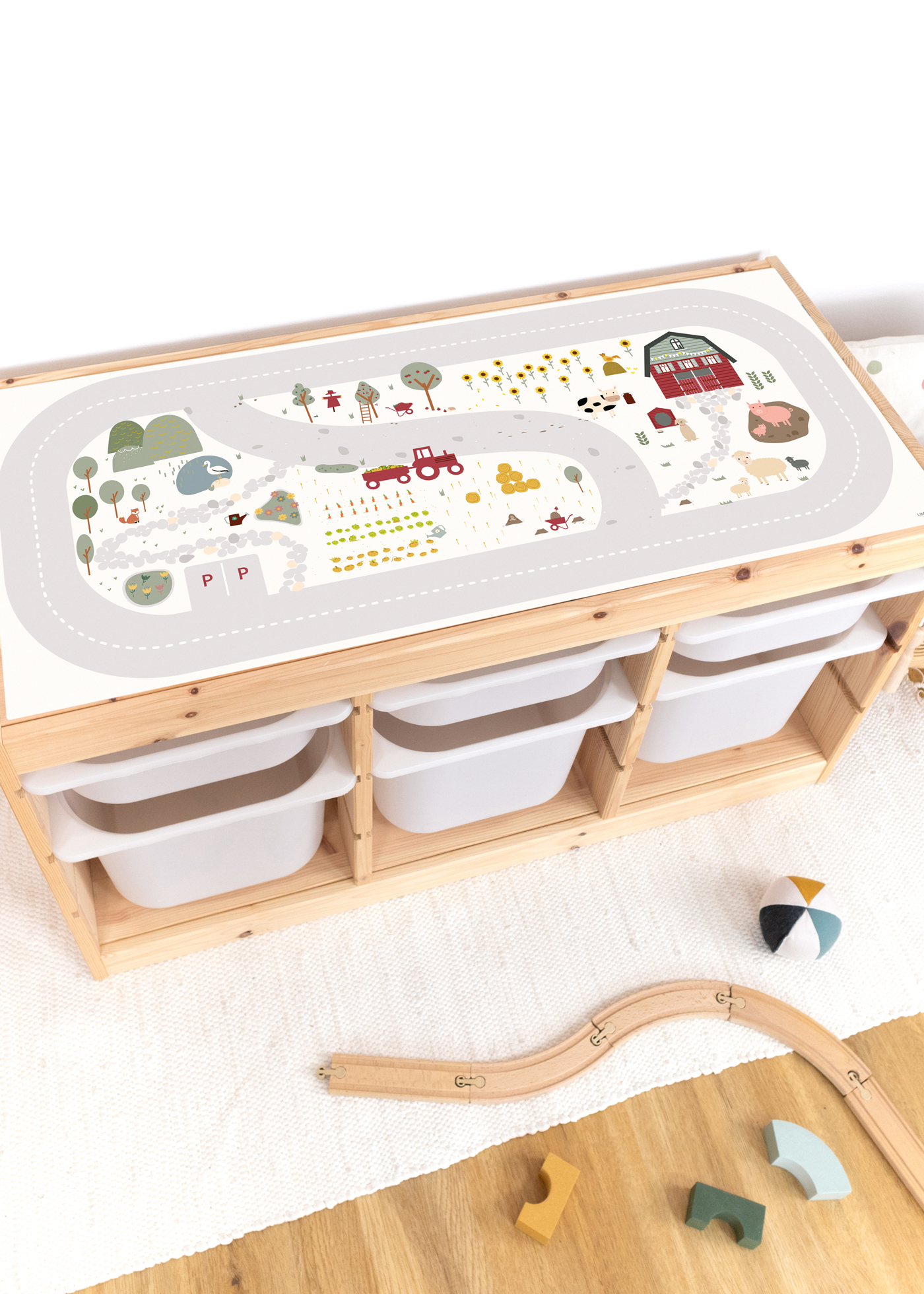 Aufkleber für IKEA TROFAST Regal  (Kiefer) Spielstraße Bauernhof Kinderzimmer