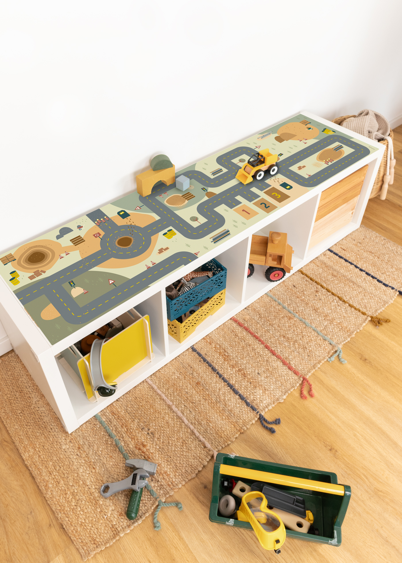 IKEA Spieltisch mit spannender Baustellenmotiv Folie